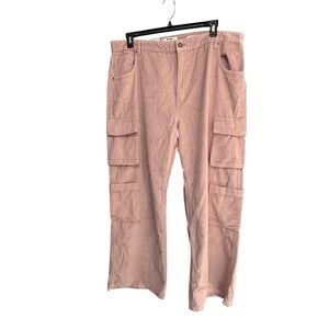 COTTON ON Cord Cargo Wide Leg Jeans Dusty Rose Pink Size 14